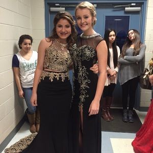 Black dress on the left